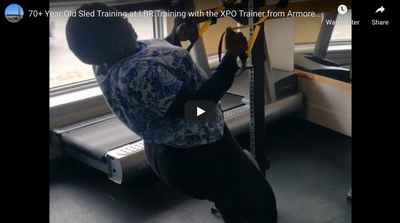 70+ Year Old Push Sled Training at LBR Training with the XPO Trainer from Armored Fitness